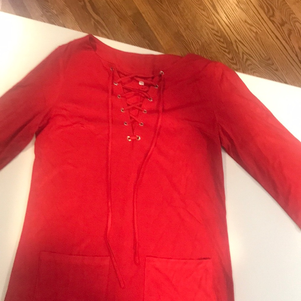 Suede-like Red Dress
